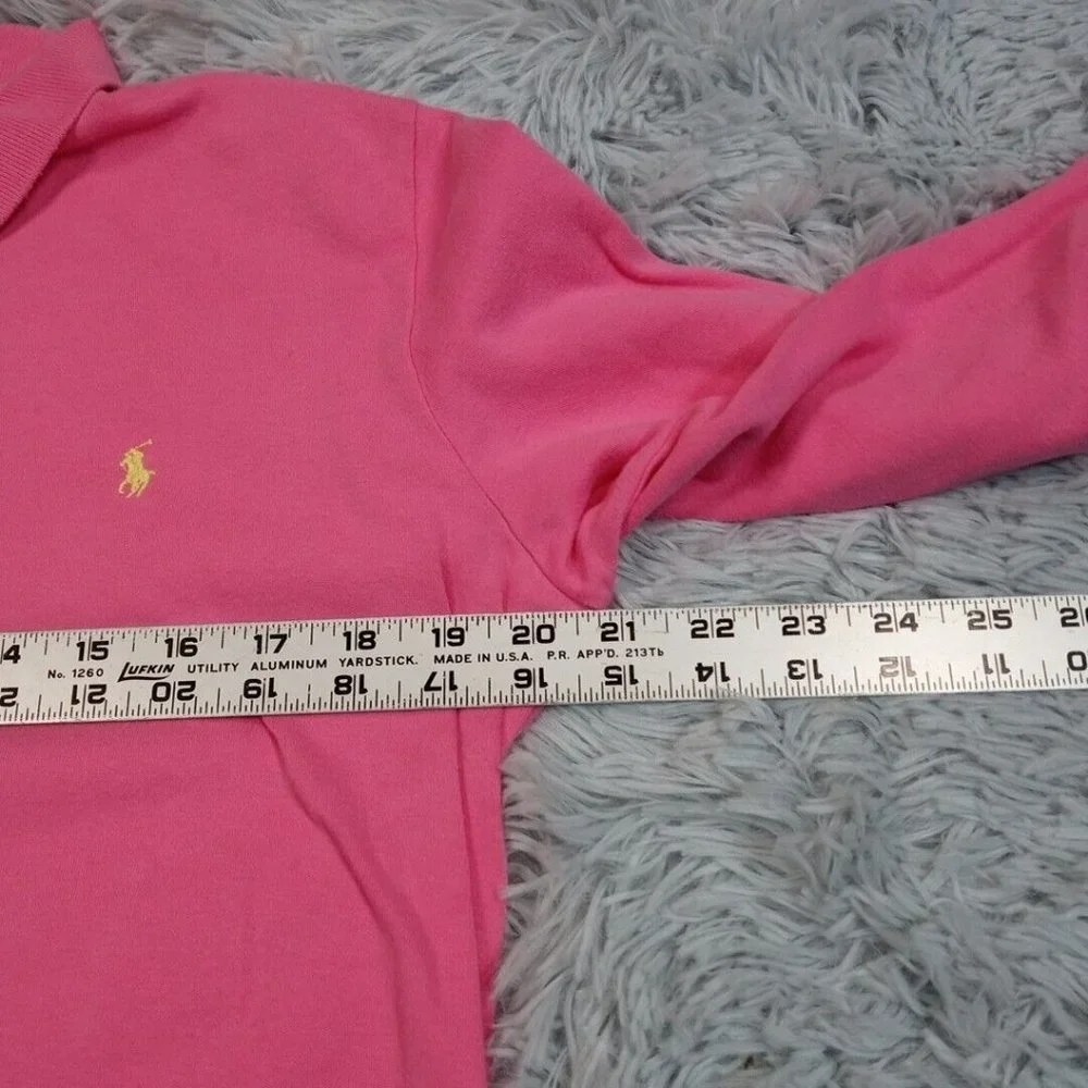 Ralph‎ Lauren Sport Boys Shirt Polo Pink L Logo Pony Cotton Button Collar